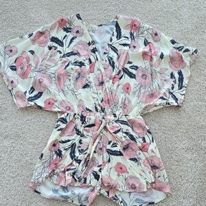 On The Road Pastel Floral Romper Size M New